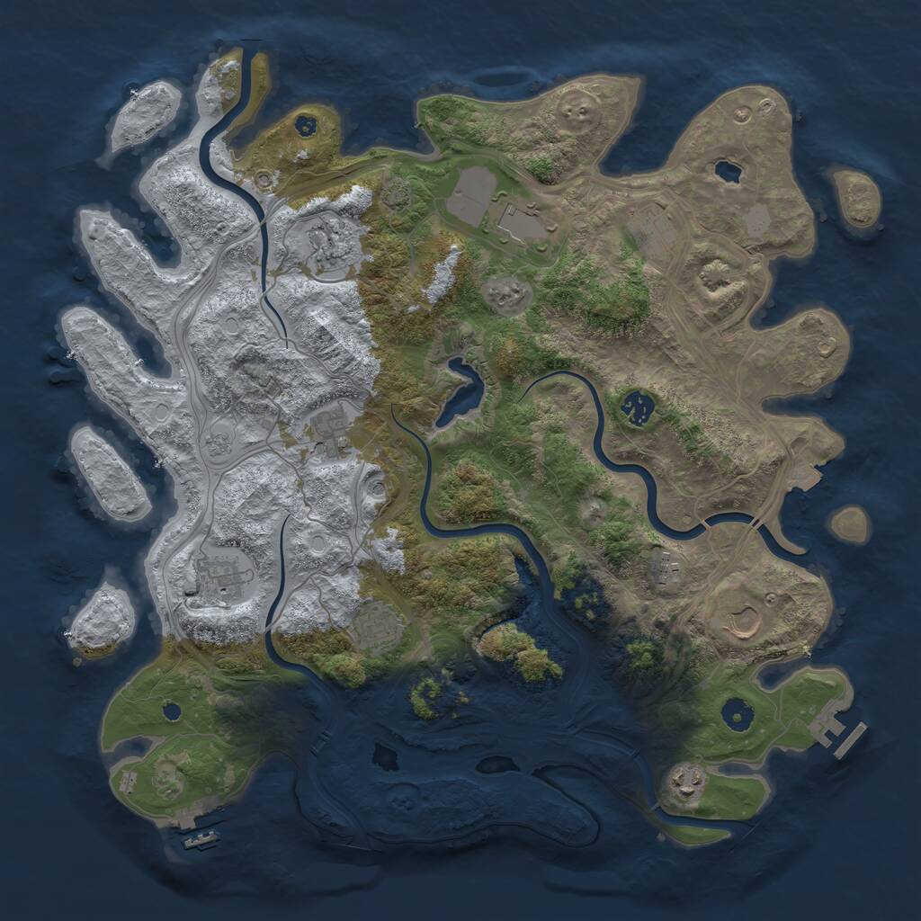 Rust Map: Procedural Map, Size: 4300, Seed: 453356857, 16 Monuments