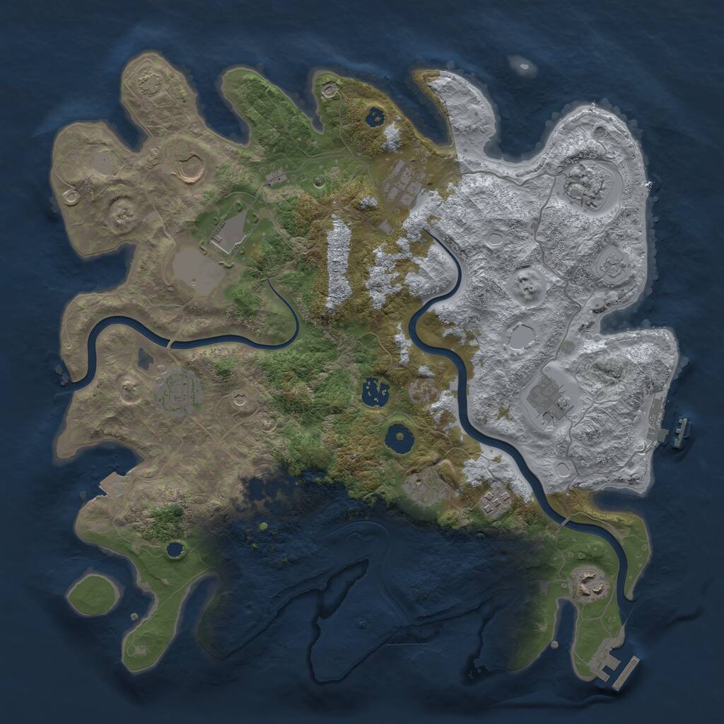 Rust Map: Procedural Map, Size: 3800, Seed: 2116830333, 17 Monuments