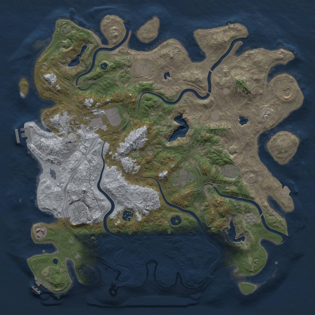 Rust Map: Procedural Map, Size: 4500, Seed: 2000244305, 16 Monuments