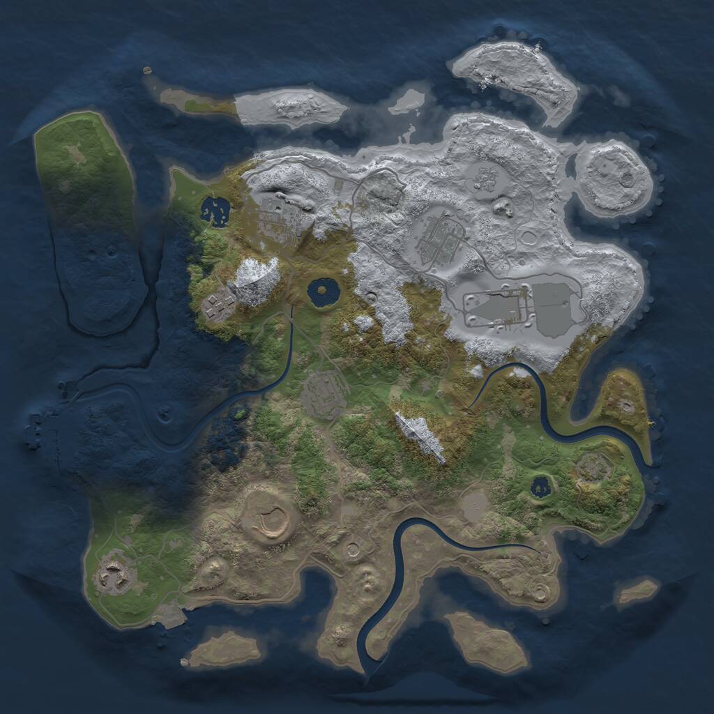 Rust Map: Procedural Map, Size: 3500, Seed: 14966, 13 Monuments