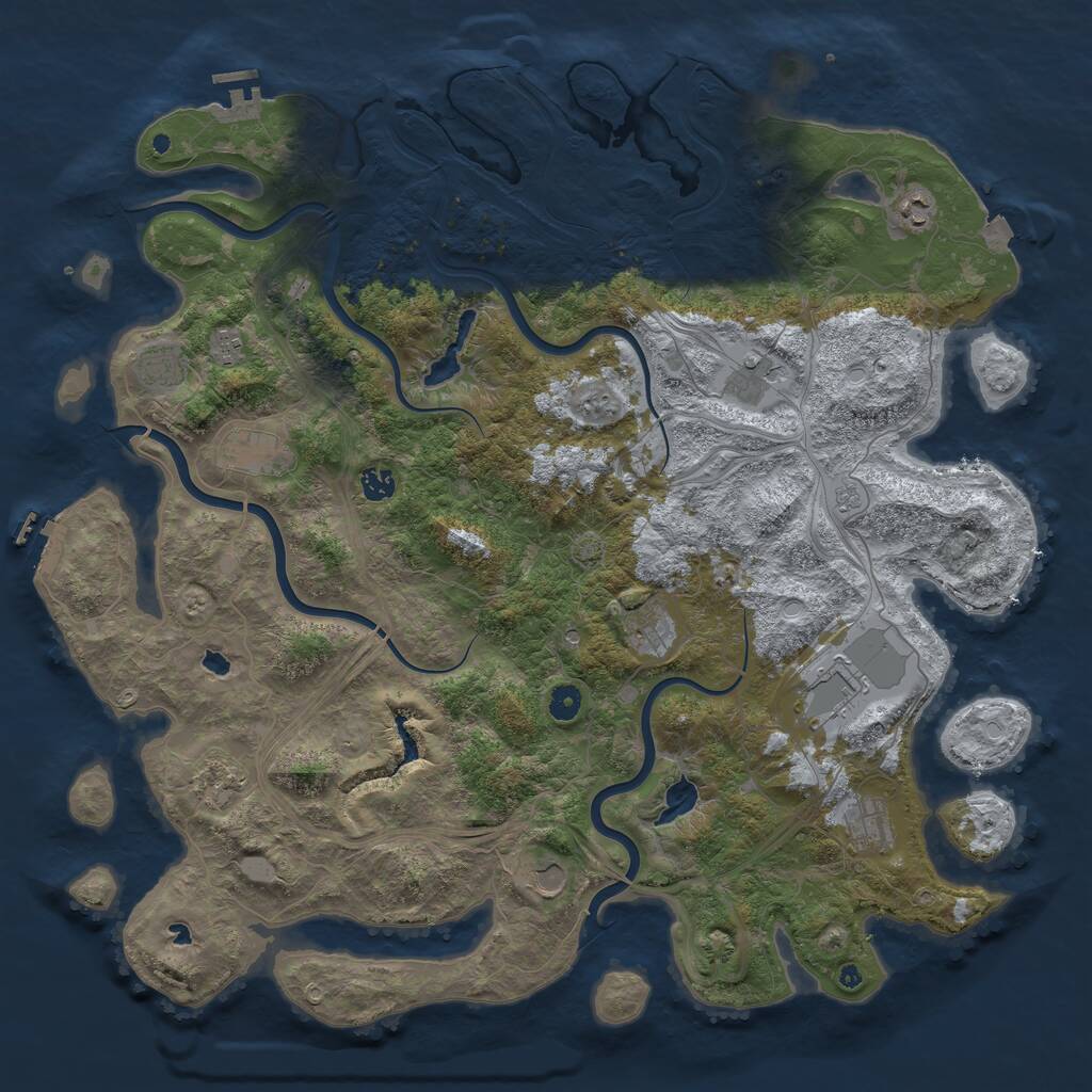Rust Map: Procedural Map, Size: 4800, Seed: 21497, 17 Monuments