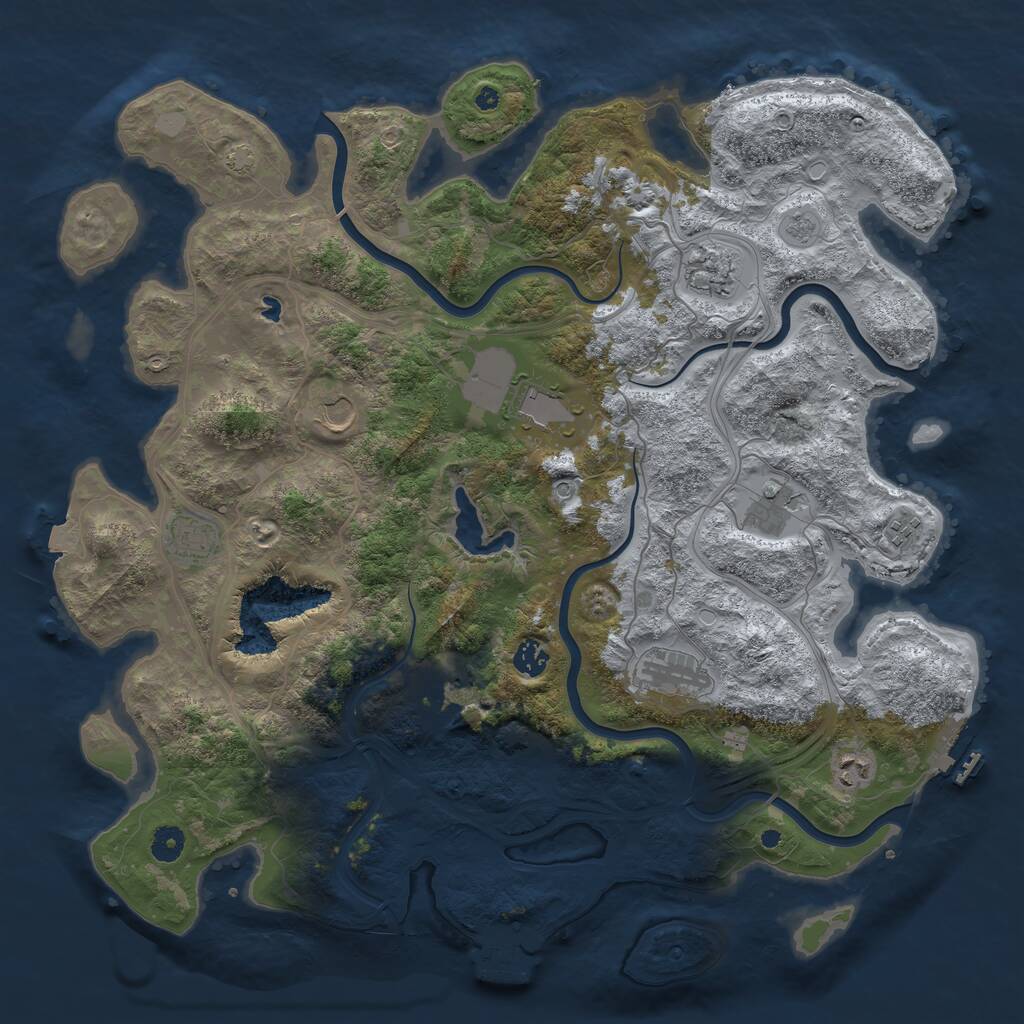 Rust Map: Procedural Map, Size: 4400, Seed: 546061941, 16 Monuments