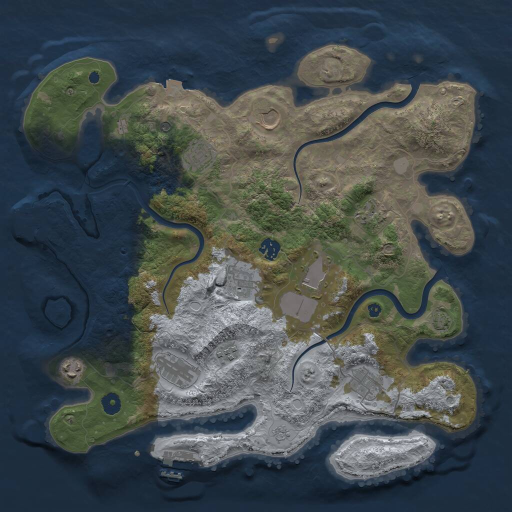 Rust Map: Procedural Map, Size: 3750, Seed: 963165547, 16 Monuments