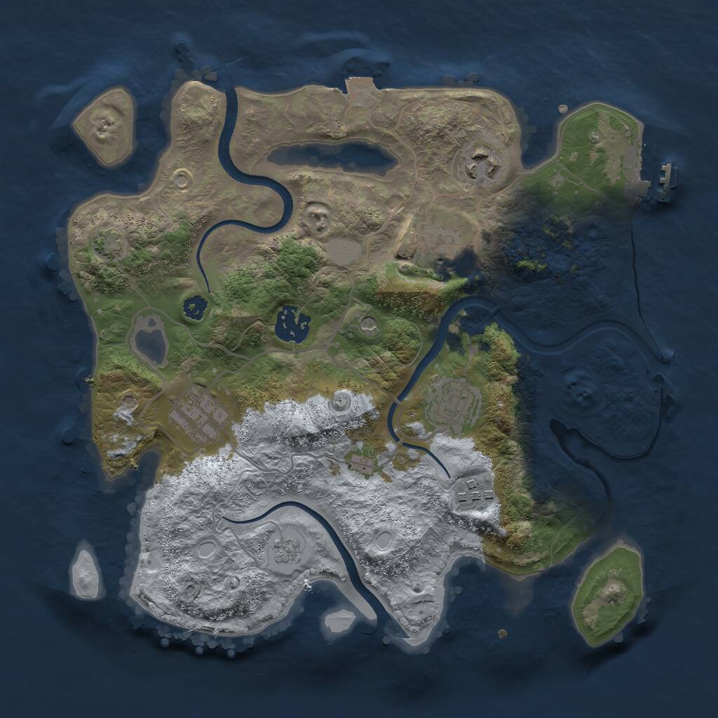 Rust Map: Procedural Map, Size: 3000, Seed: 387278108, 11 Monuments