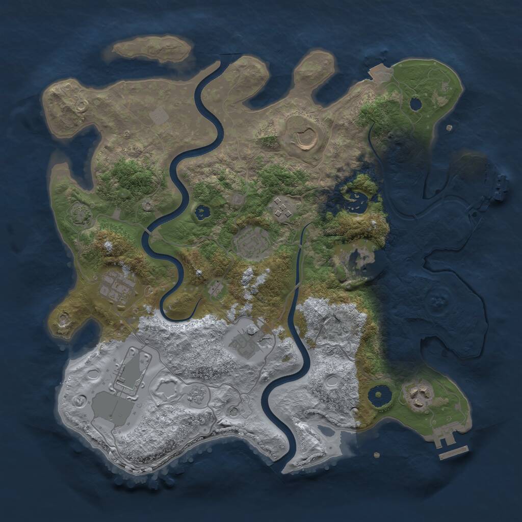 Rust Map: Procedural Map, Size: 3500, Seed: 532141, 15 Monuments