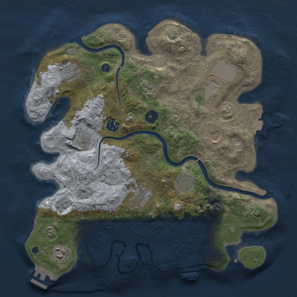 Rust Map: Procedural Map, Size: 3500, Seed: 2039195582, 16 Monuments