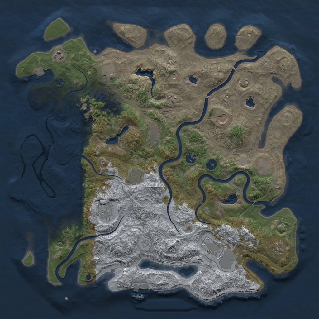 Rust Map: Procedural Map, Size: 4500, Seed: 3983111, 17 Monuments