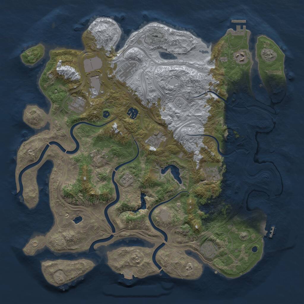 Rust Map: Procedural Map, Size: 4250, Seed: 97375873, 16 Monuments