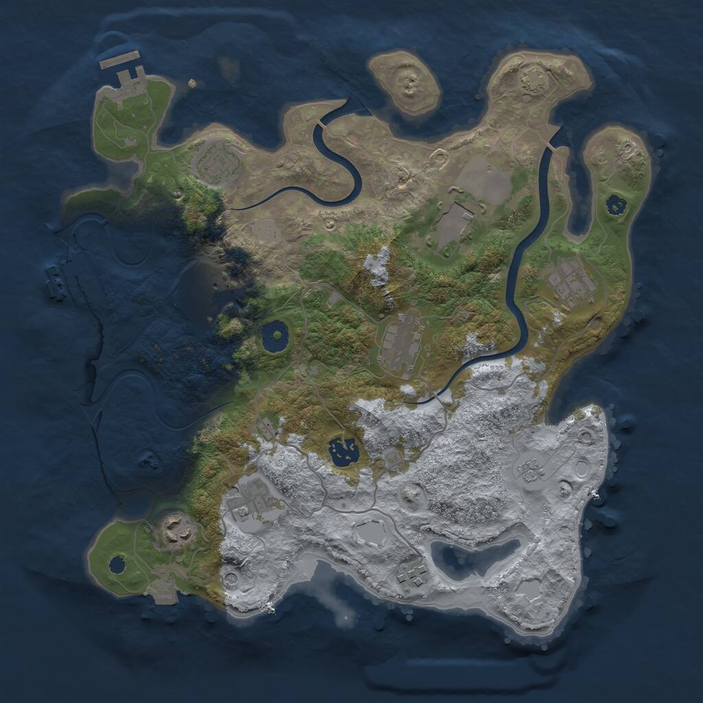 Rust Map: Procedural Map, Size: 3500, Seed: 1305242518, 15 Monuments