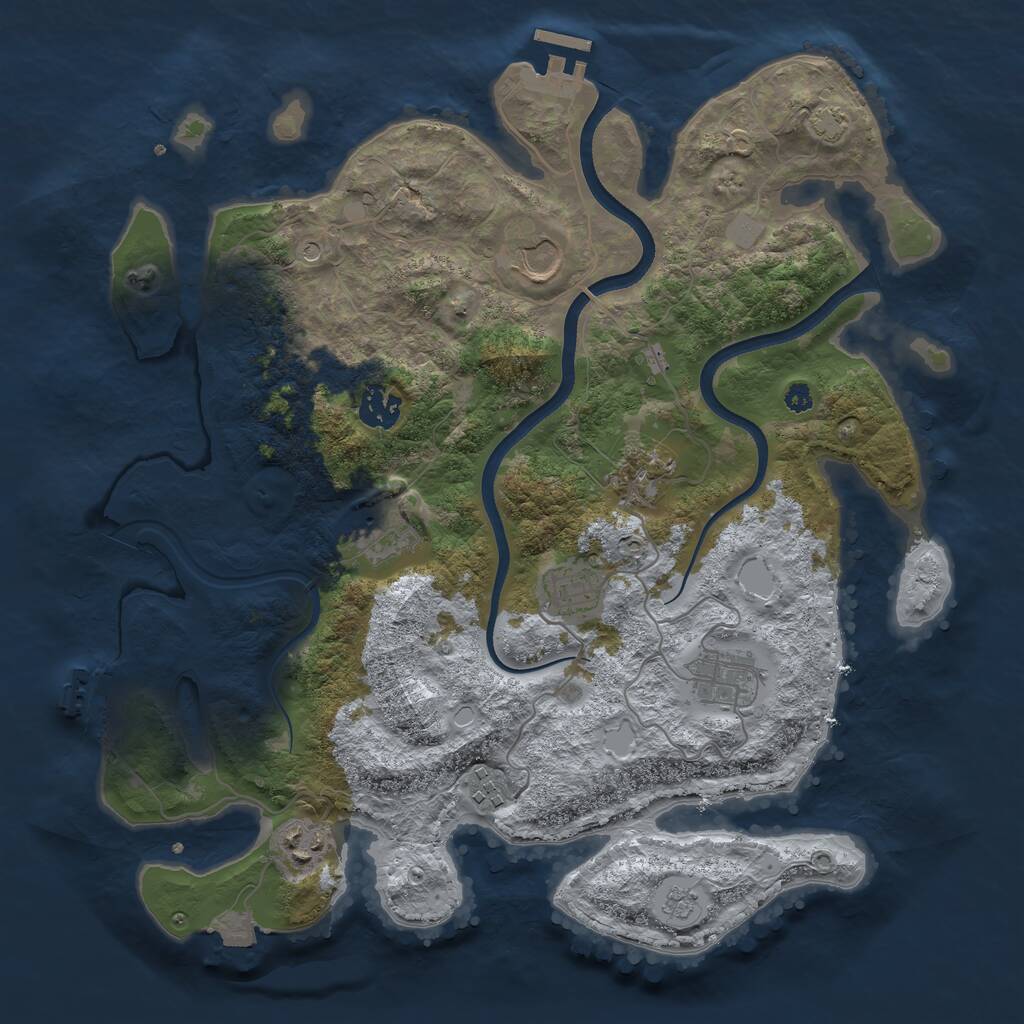 Rust Map: Procedural Map, Size: 3600, Seed: 657775902, 14 Monuments