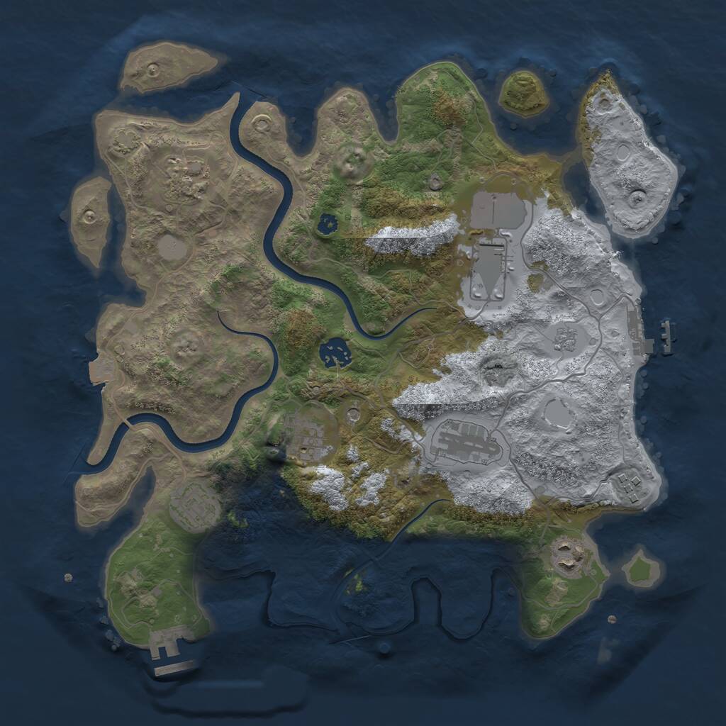 Rust Map: Procedural Map, Size: 3500, Seed: 1607124952, 14 Monuments
