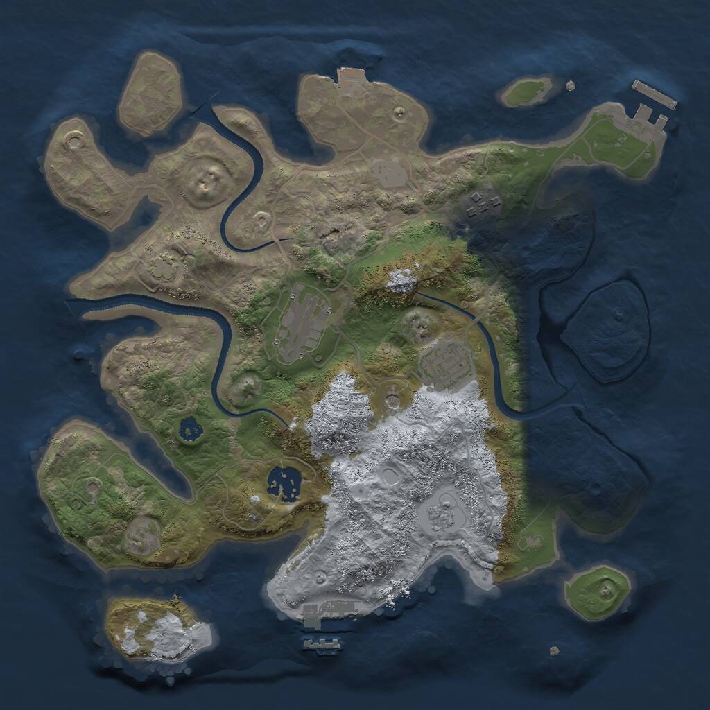 Rust Map: Procedural Map, Size: 3000, Seed: 31525, 10 Monuments