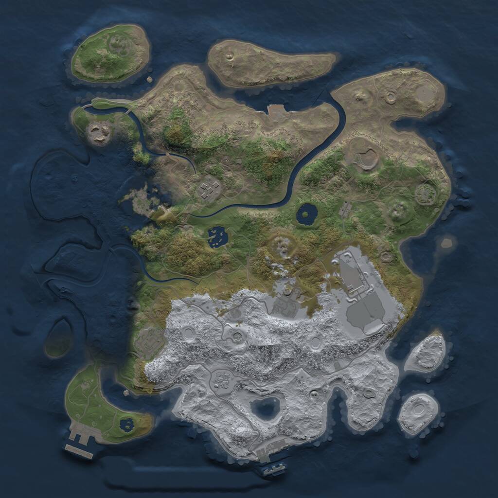 Rust Map: Procedural Map, Size: 3500, Seed: 1950482897, 14 Monuments