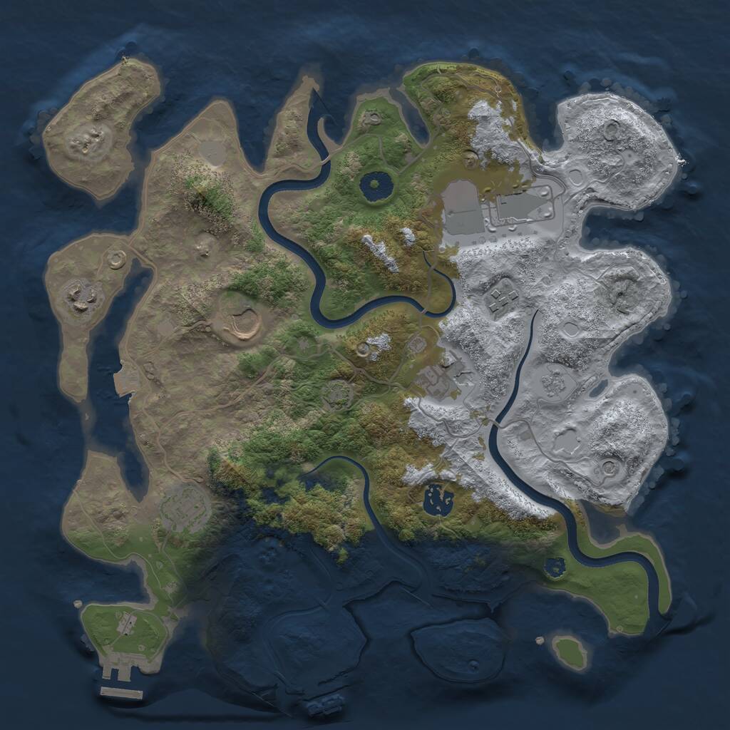 Rust Map: Procedural Map, Size: 3500, Seed: 1366593649, 13 Monuments