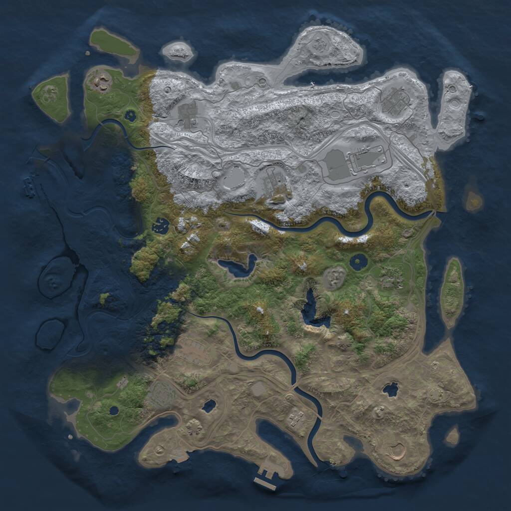 Rust Map: Procedural Map, Size: 4500, Seed: 1696166571, 17 Monuments