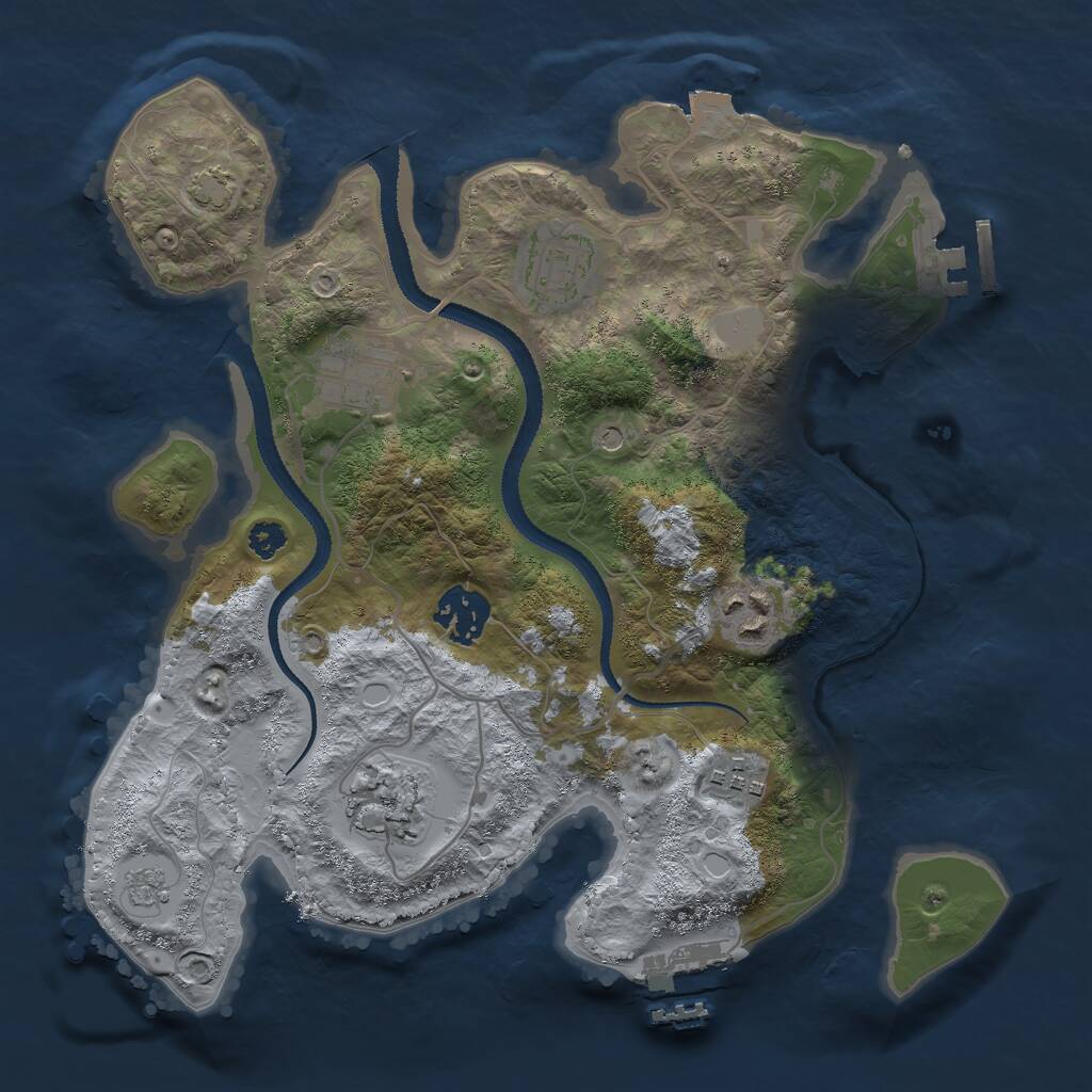 Rust Map: Procedural Map, Size: 3000, Seed: 1309646536, 12 Monuments