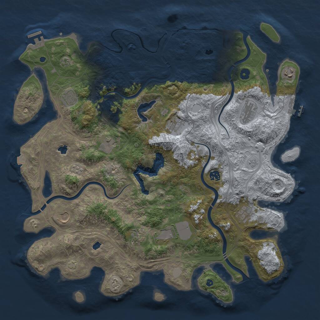 Rust Map: Procedural Map, Size: 4500, Seed: 1500971220, 17 Monuments