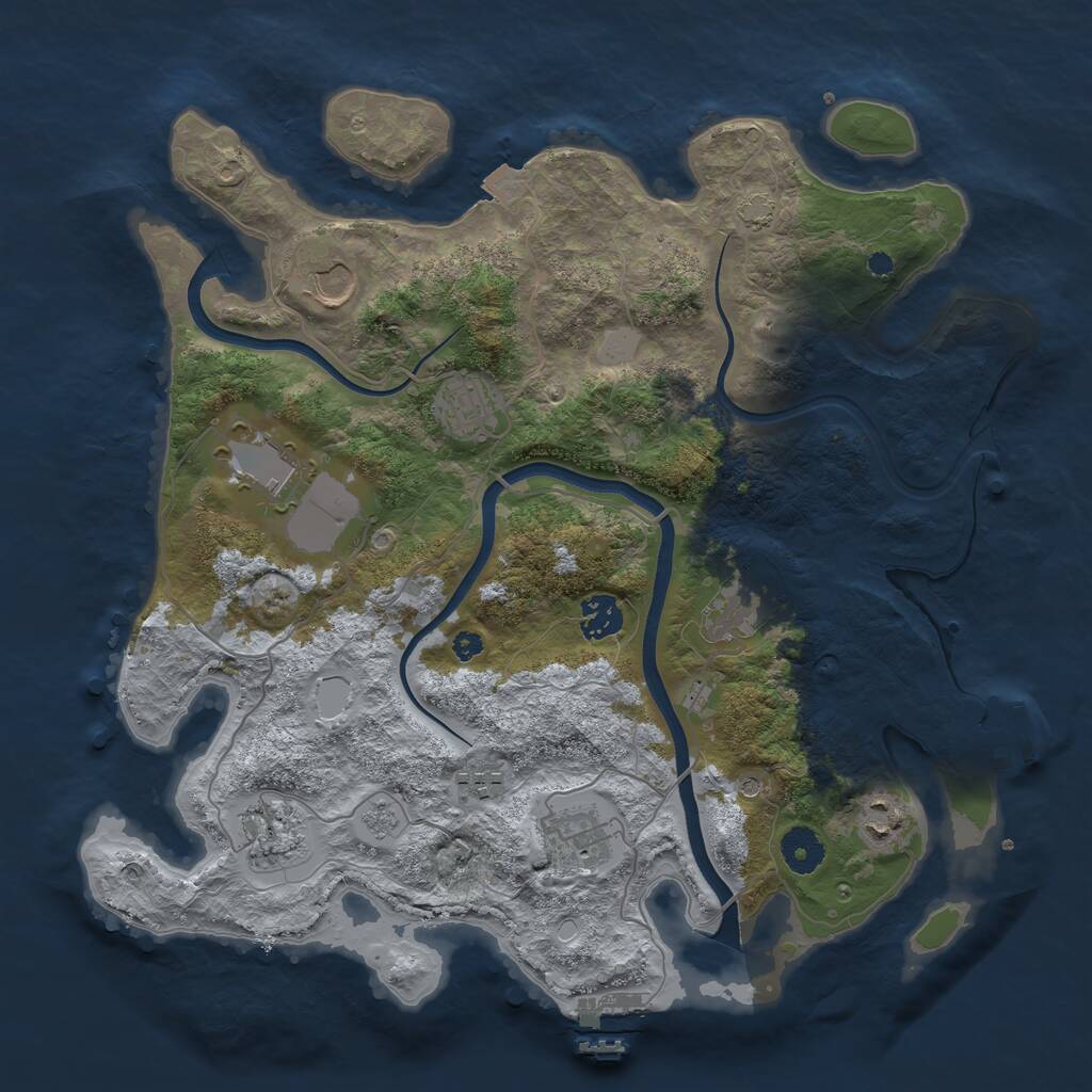 Rust Map: Procedural Map, Size: 3700, Seed: 1485894708, 15 Monuments