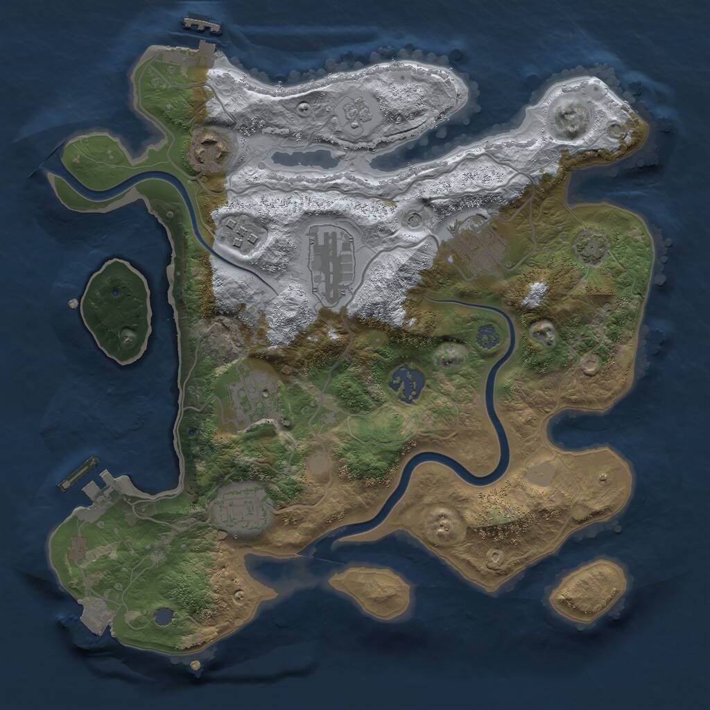 Rust Map: Procedural Map, Size: 3000, Seed: 155360358, 15 Monuments
