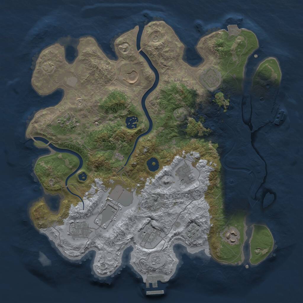 Rust Map: Procedural Map, Size: 3500, Seed: 1823368413, 16 Monuments