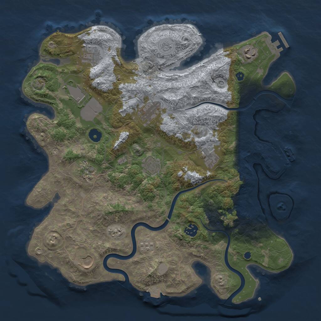 Rust Map: Procedural Map, Size: 3750, Seed: 846516210, 16 Monuments