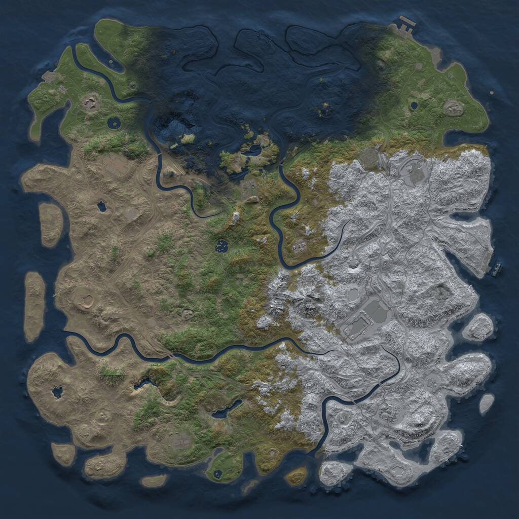 Rust Map: Procedural Map, Size: 6000, Seed: 1055793662, 17 Monuments
