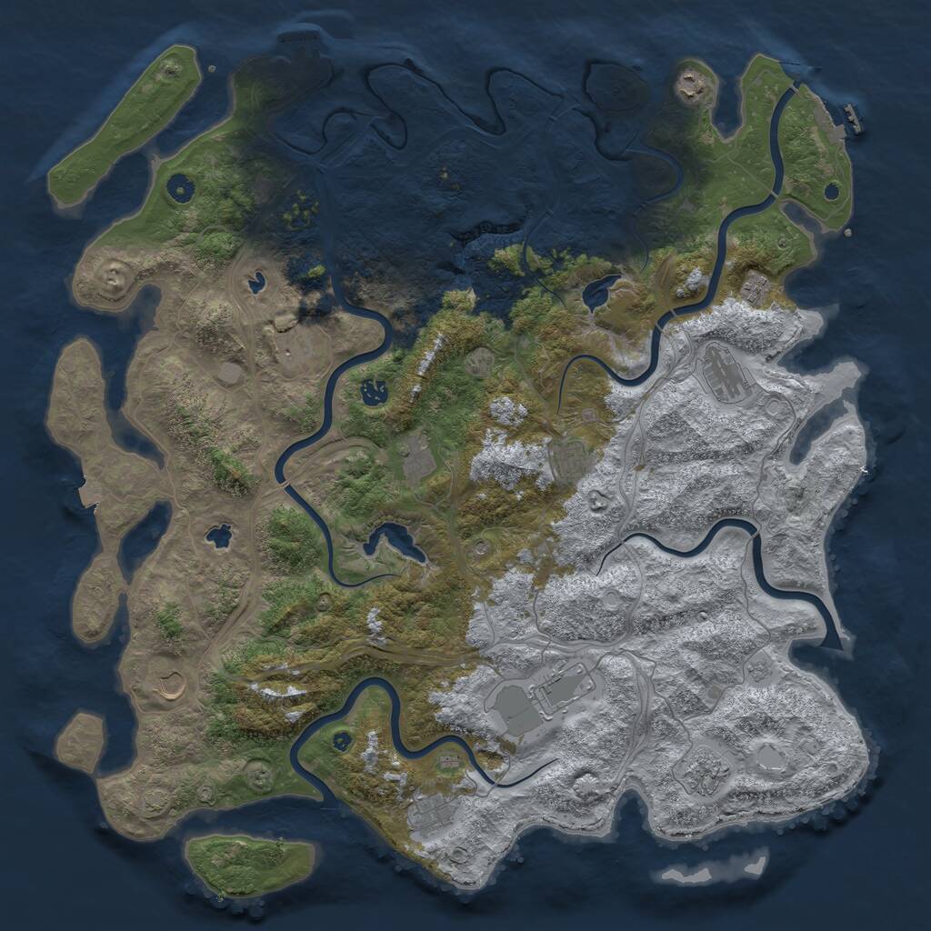 Rust Map: Procedural Map, Size: 4999, Seed: 1912991709, 17 Monuments