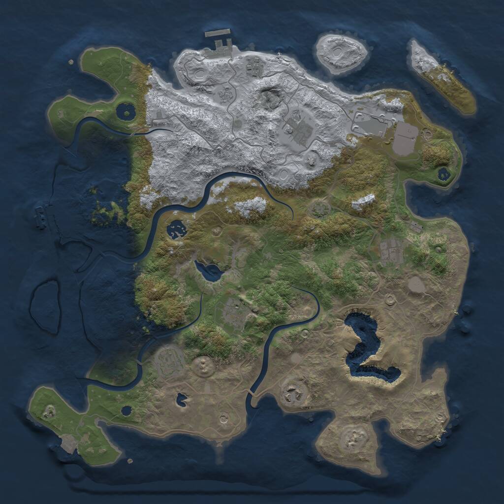 Rust Map: Procedural Map, Size: 4000, Seed: 577164827, 14 Monuments