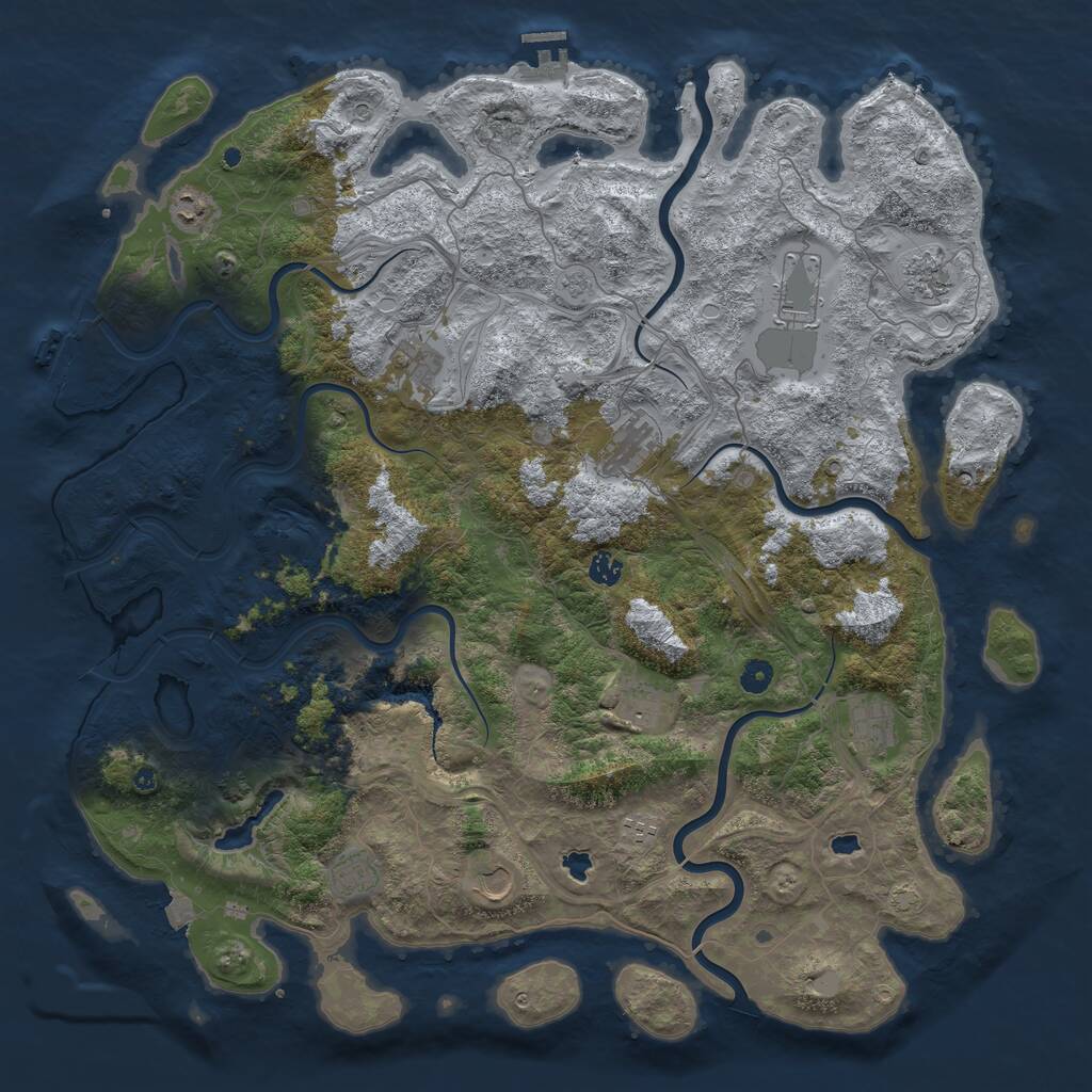Rust Map: Procedural Map, Size: 4900, Seed: 63181033, 17 Monuments