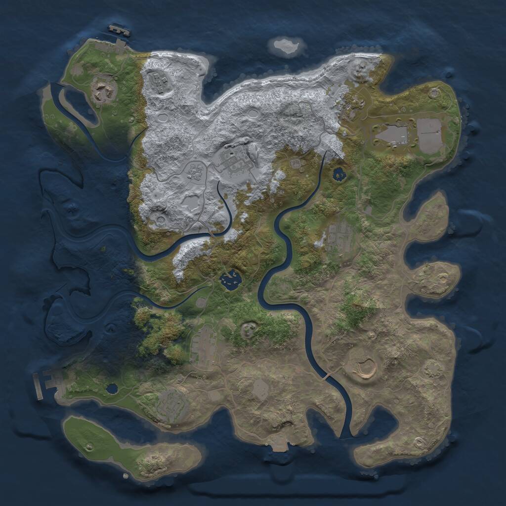 Rust Map: Procedural Map, Size: 3750, Seed: 1783015502, 16 Monuments