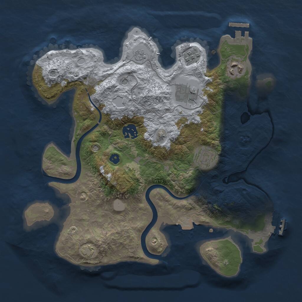 Rust Map: Procedural Map, Size: 3000, Seed: 1283077856, 11 Monuments
