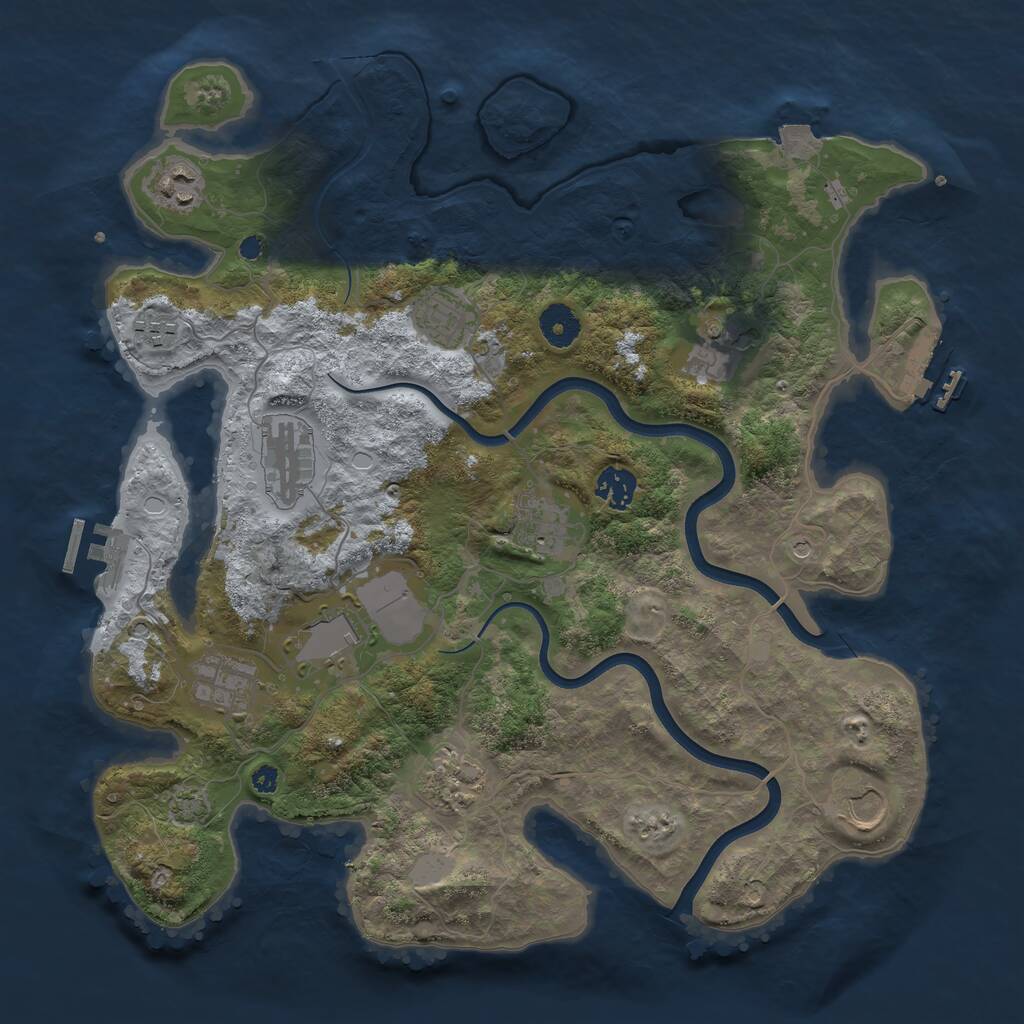Rust Map: Procedural Map, Size: 3750, Seed: 1089475722, 16 Monuments