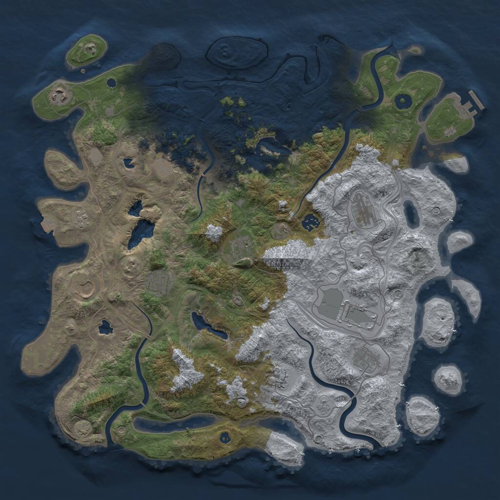 Rust Map: Procedural Map, Size: 4500, Seed: 2139654090, 16 Monuments