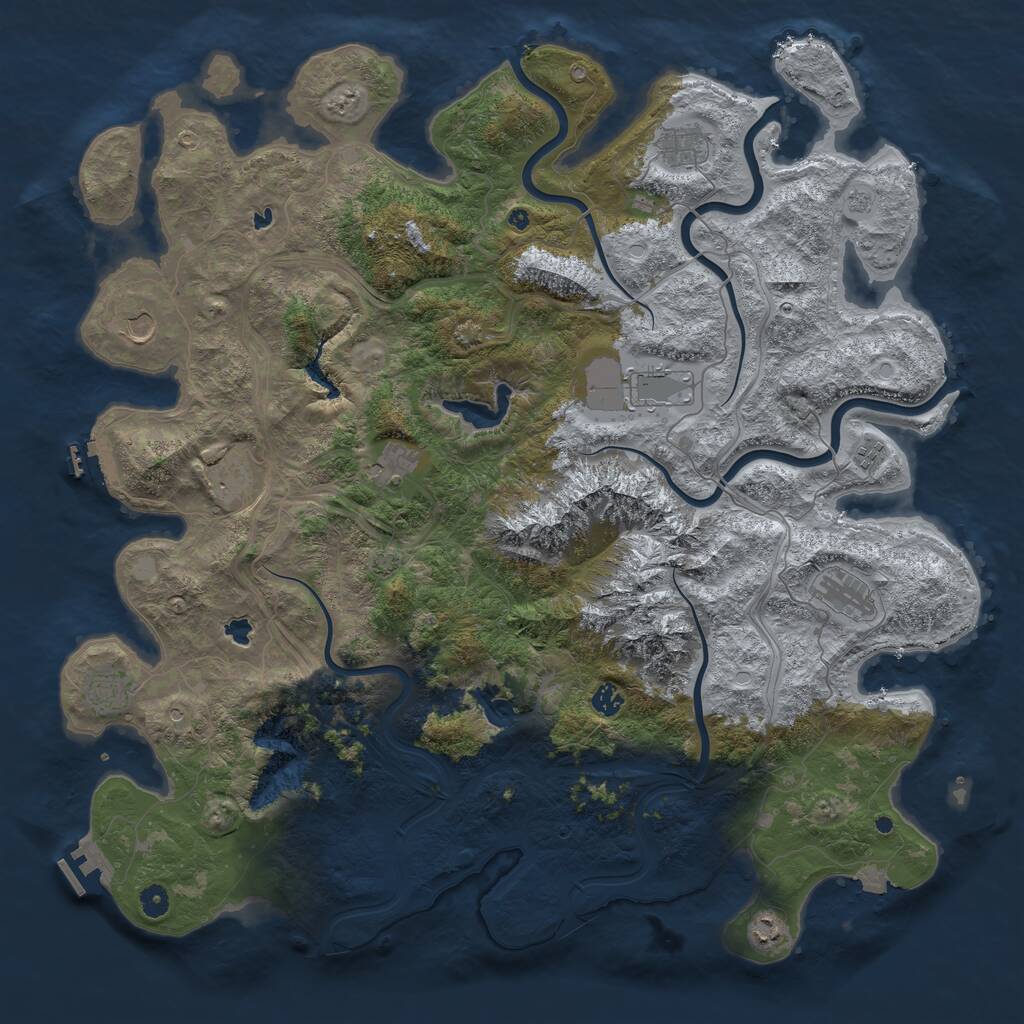 Rust Map: Procedural Map, Size: 5000, Seed: 1920465942, 16 Monuments