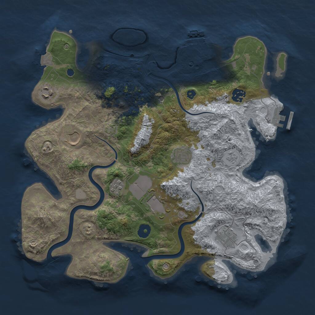 Rust Map: Procedural Map, Size: 3500, Seed: 224132152, 13 Monuments