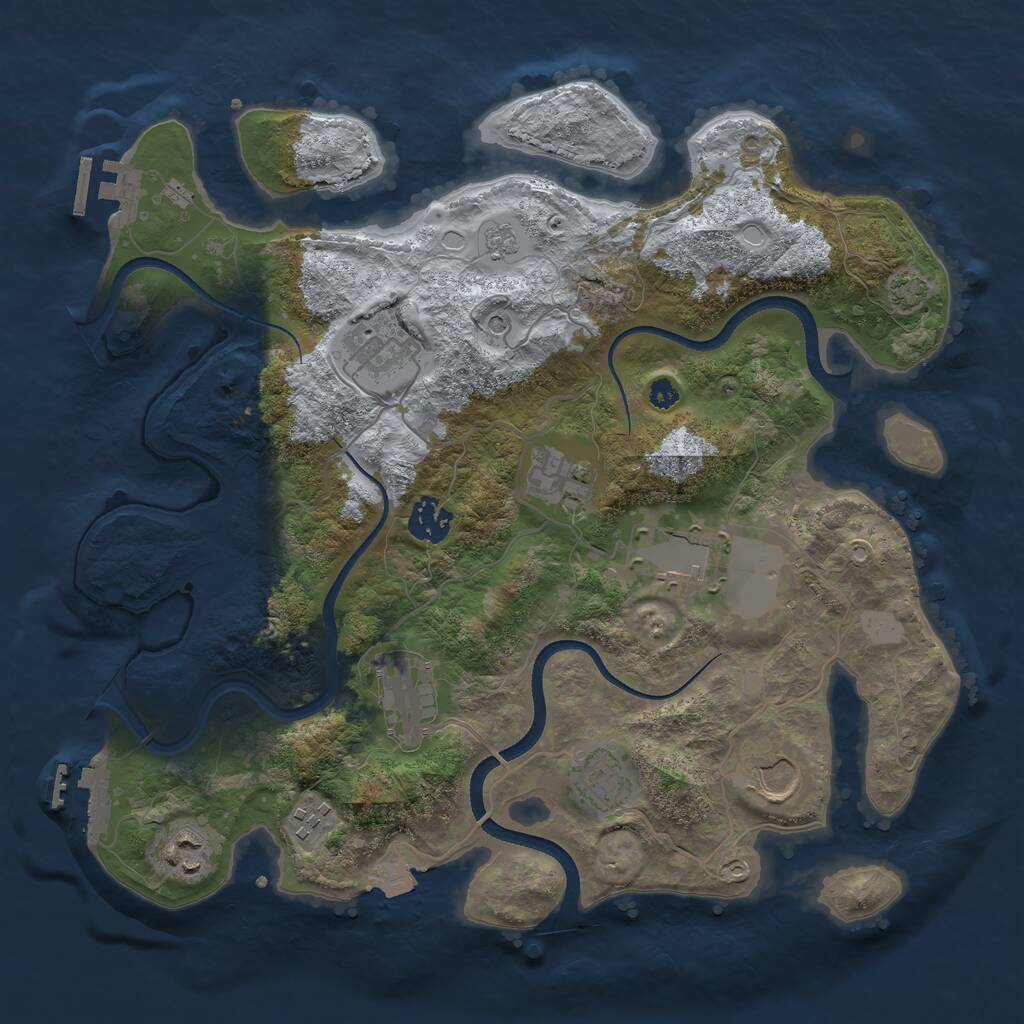 Rust Map: Procedural Map, Size: 3500, Seed: 2083882703, 15 Monuments
