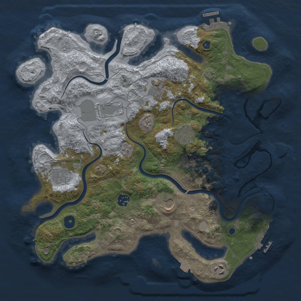 Rust Map: Procedural Map, Size: 3750, Seed: 1208266023, 14 Monuments