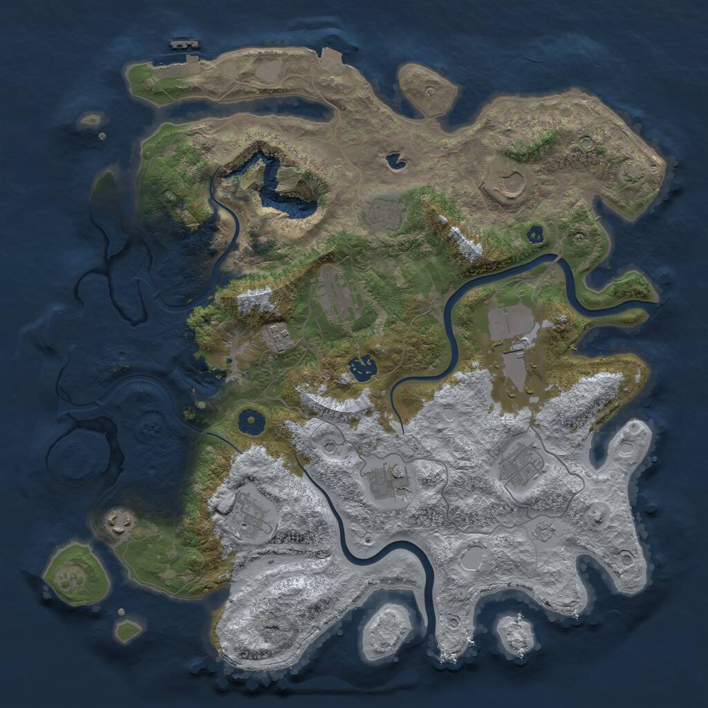 Rust Map: Procedural Map, Size: 4000, Seed: 372447095, 16 Monuments