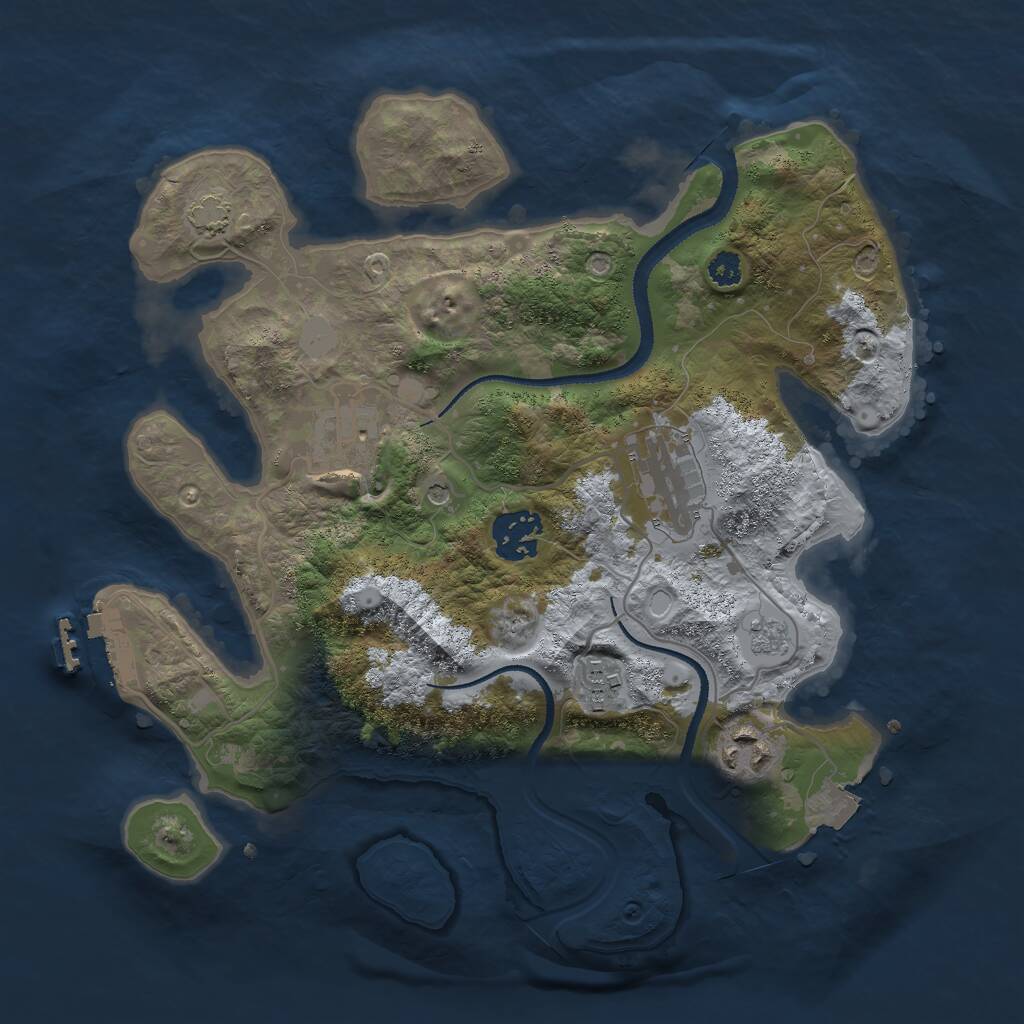 Rust Map: Procedural Map, Size: 3000, Seed: 26837, 10 Monuments