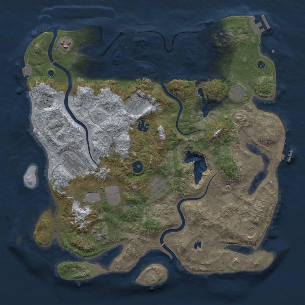 Rust Map: Procedural Map, Size: 4000, Seed: 153456959, 16 Monuments
