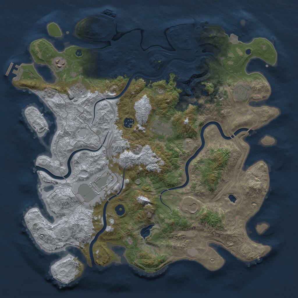 Rust Map: Procedural Map, Size: 4300, Seed: 673316511, 14 Monuments