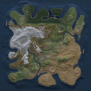 Thumbnail Rust Map: Procedural Map, Size: 3750, Seed: 1469997927, 19 Monuments