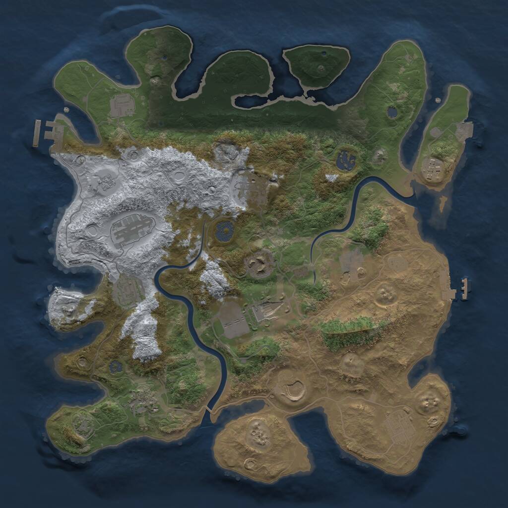 Rust Map: Procedural Map, Size: 3750, Seed: 1469997927, 19 Monuments