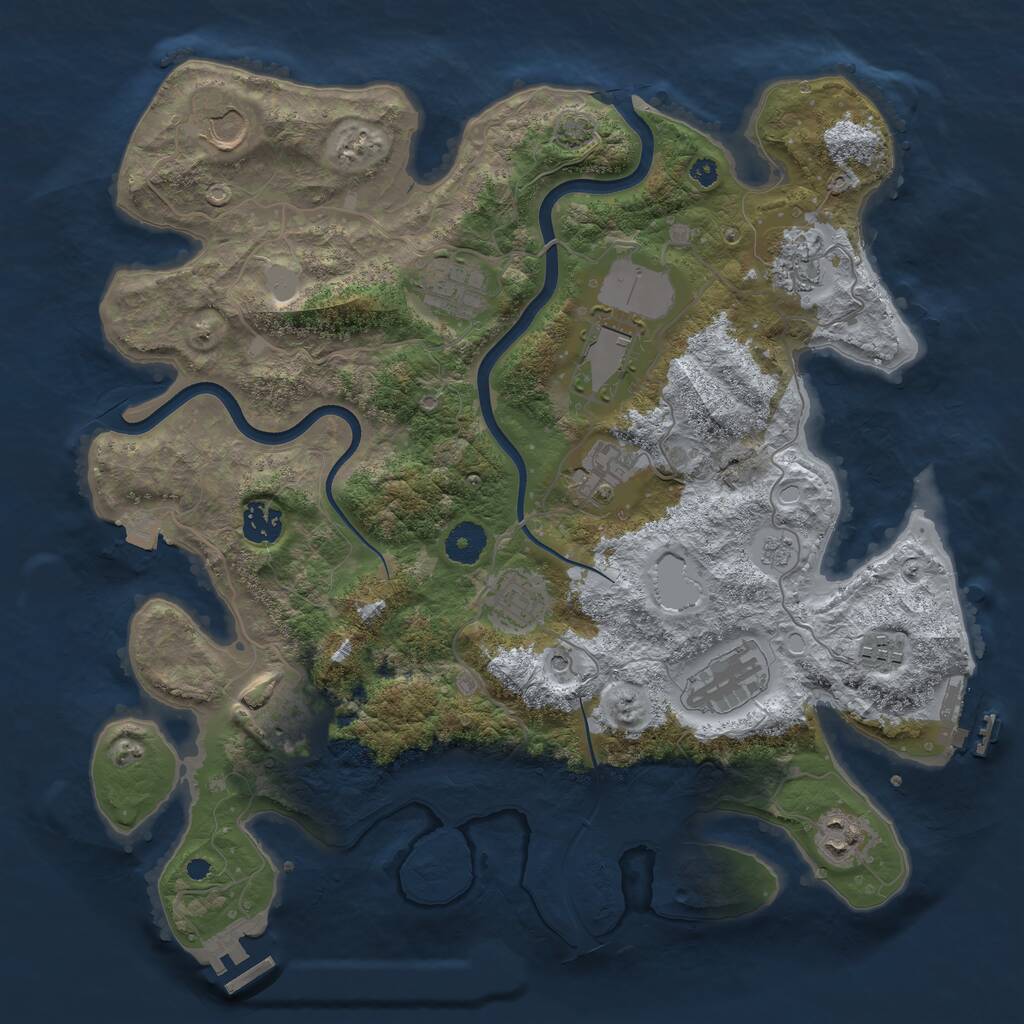 Rust Map: Procedural Map, Size: 3750, Seed: 489971168, 17 Monuments