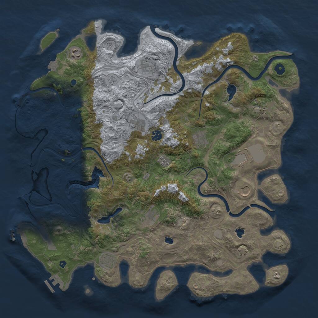 Rust Map: Procedural Map, Size: 4500, Seed: 1193606162, 17 Monuments