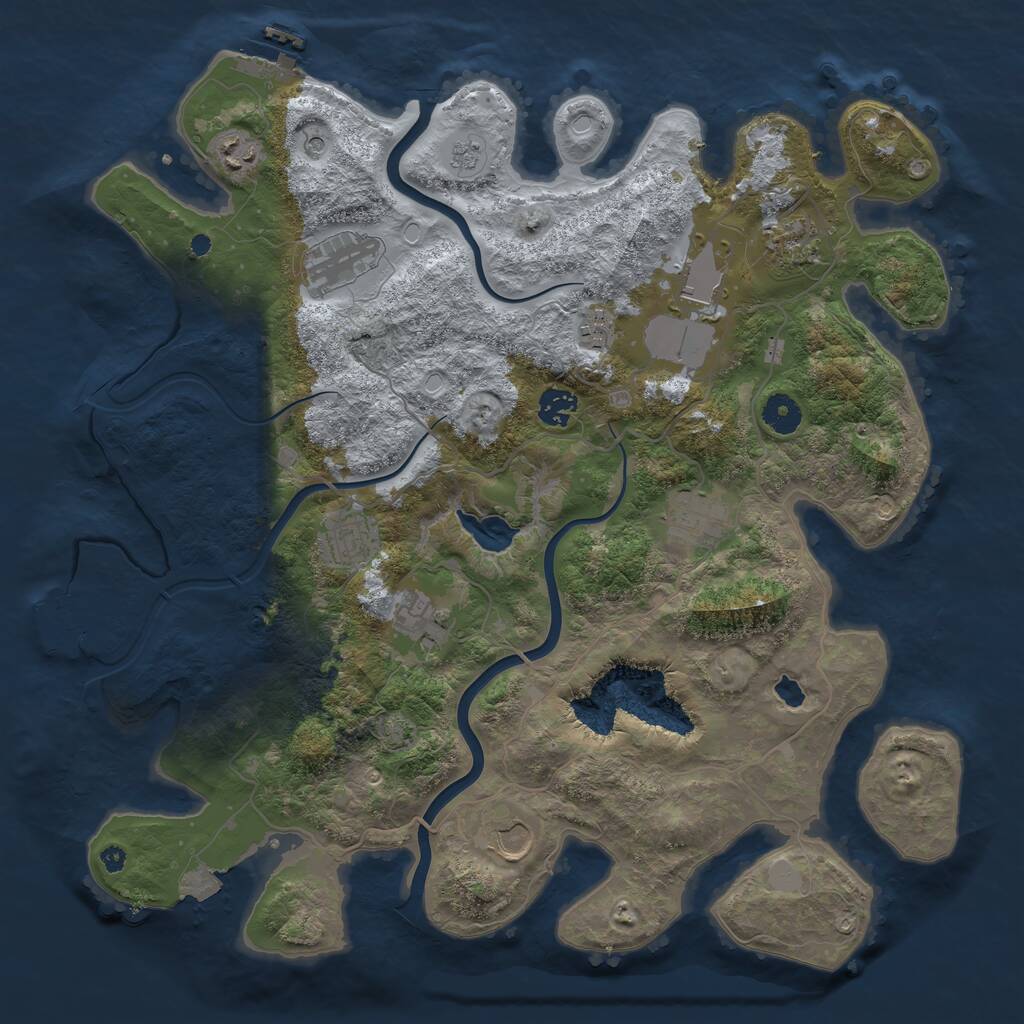 Rust Map: Procedural Map, Size: 4000, Seed: 1336302542, 16 Monuments