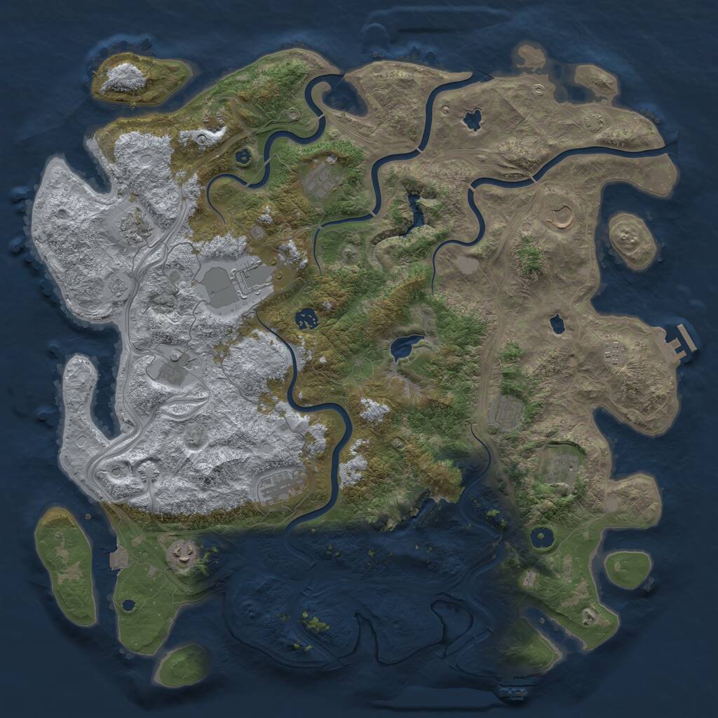 Rust Map: Procedural Map, Size: 4800, Seed: 691789867, 17 Monuments