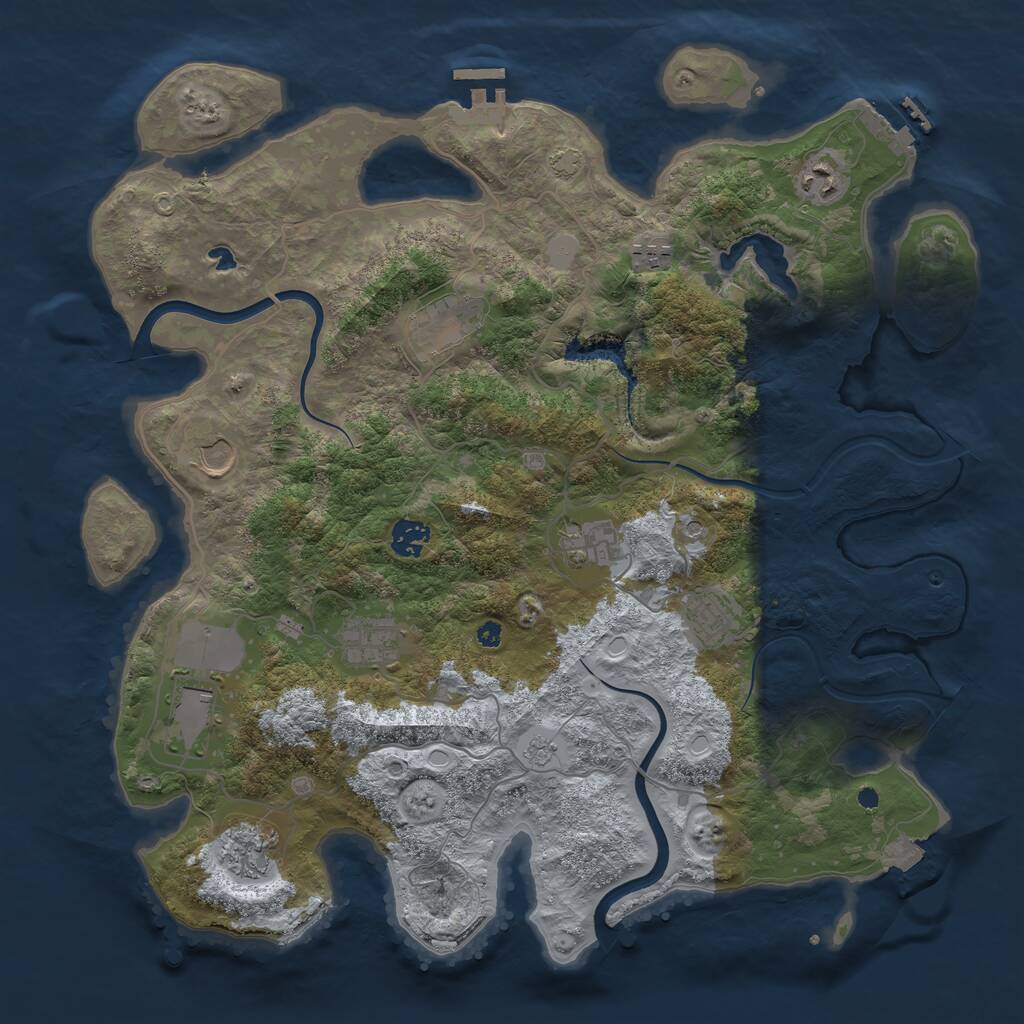 Rust Map: Procedural Map, Size: 4000, Seed: 915353638, 16 Monuments