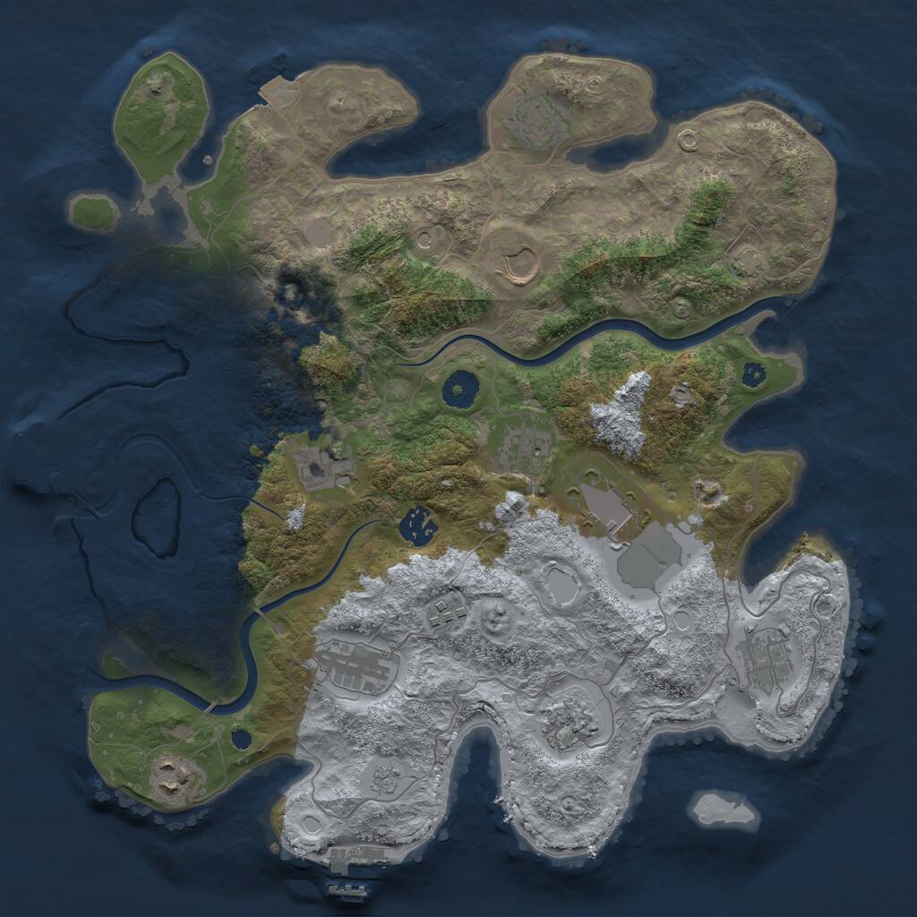 Rust Map: Procedural Map, Size: 3700, Seed: 1190564332, 17 Monuments