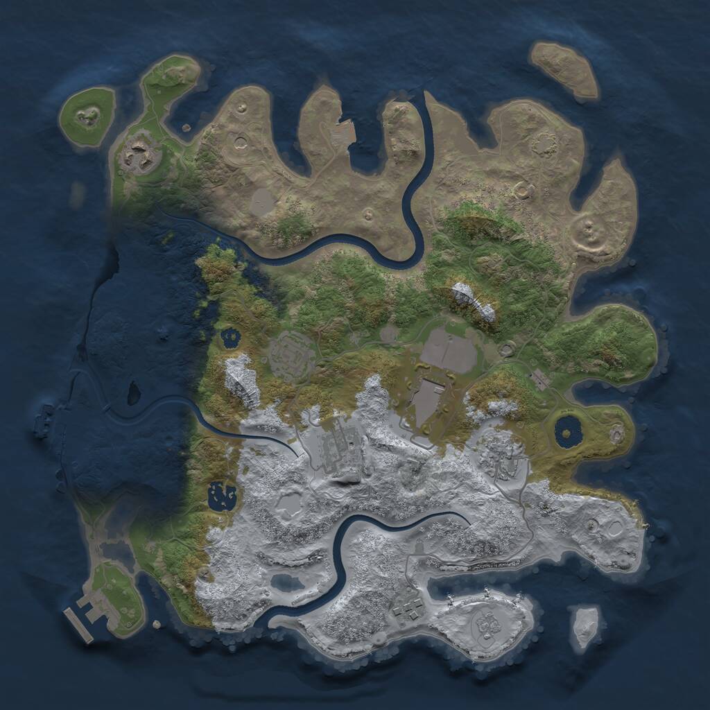 Rust Map: Procedural Map, Size: 3500, Seed: 2130465923, 13 Monuments